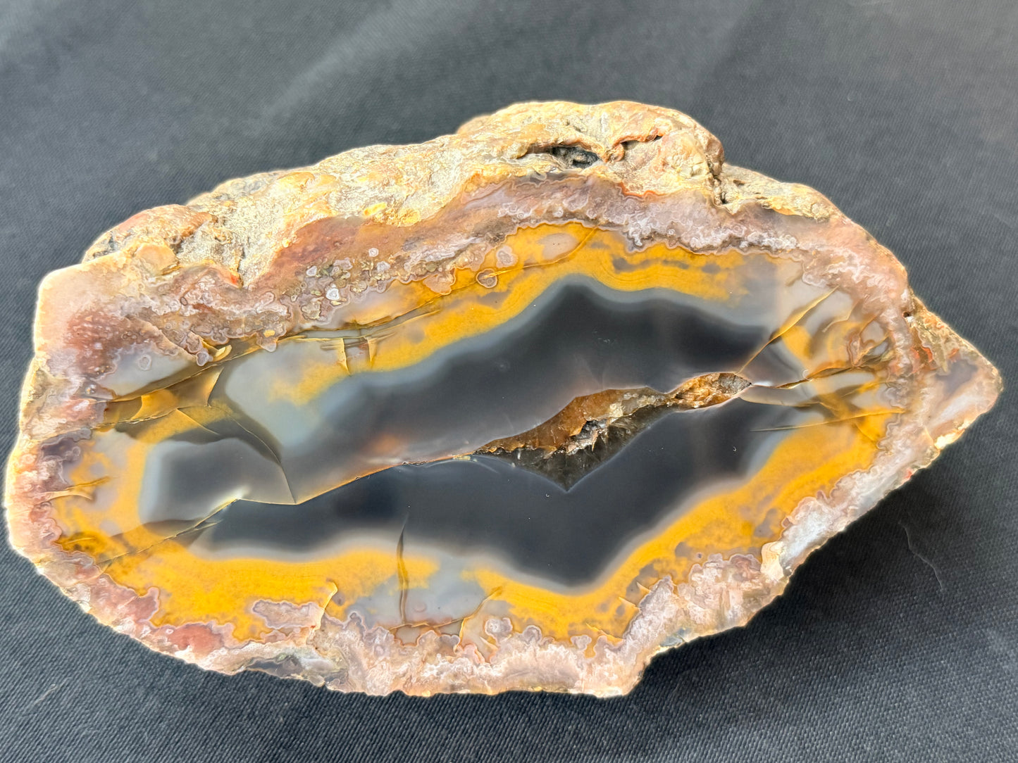 Black and yellow with smoky quartz Ky Agate