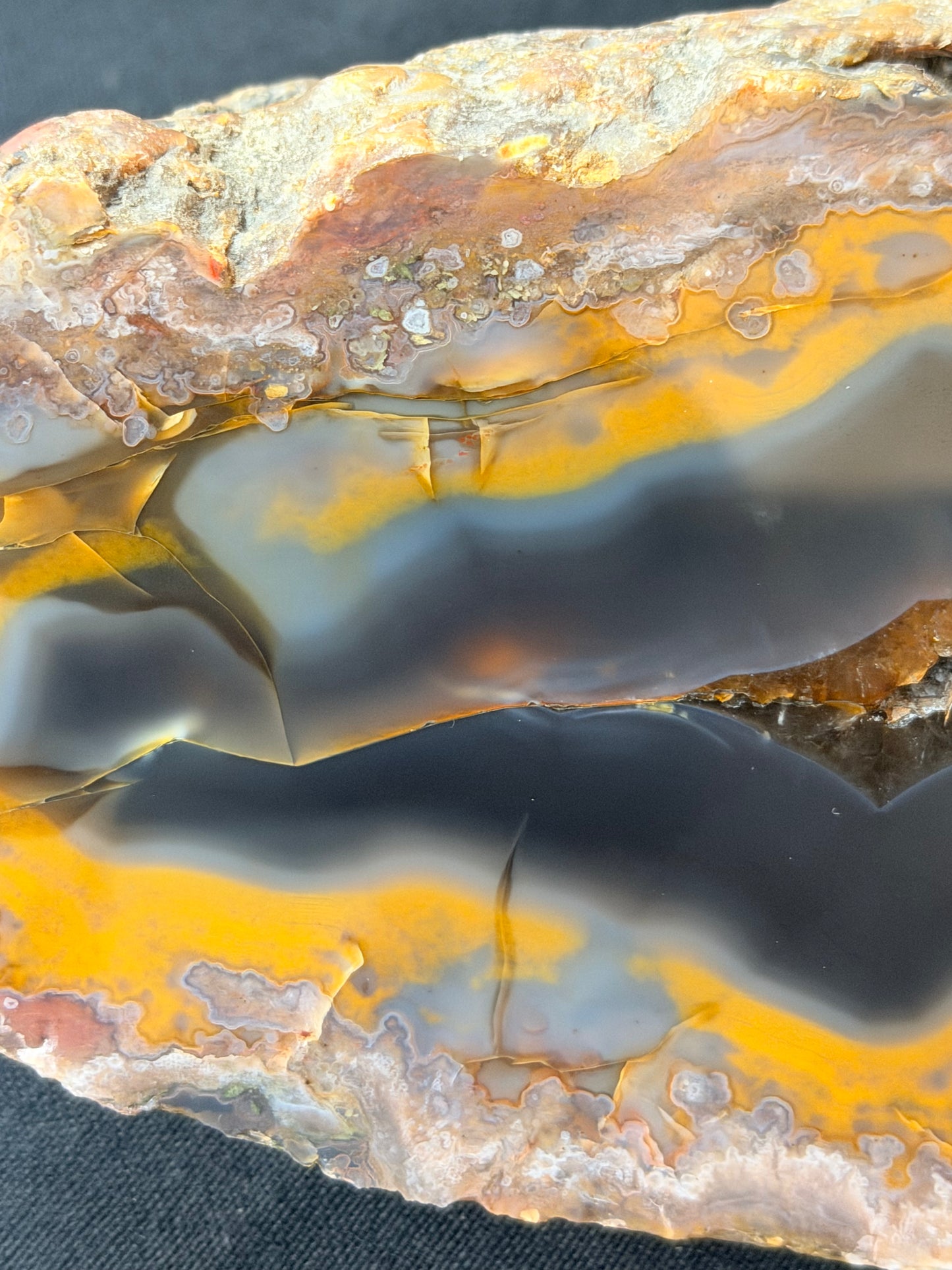 Black and yellow with smoky quartz Ky Agate